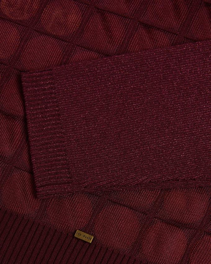 Pull Ted Baker Knitted With Metallic Spot Design Bordeaux Femme | AGF-47136835